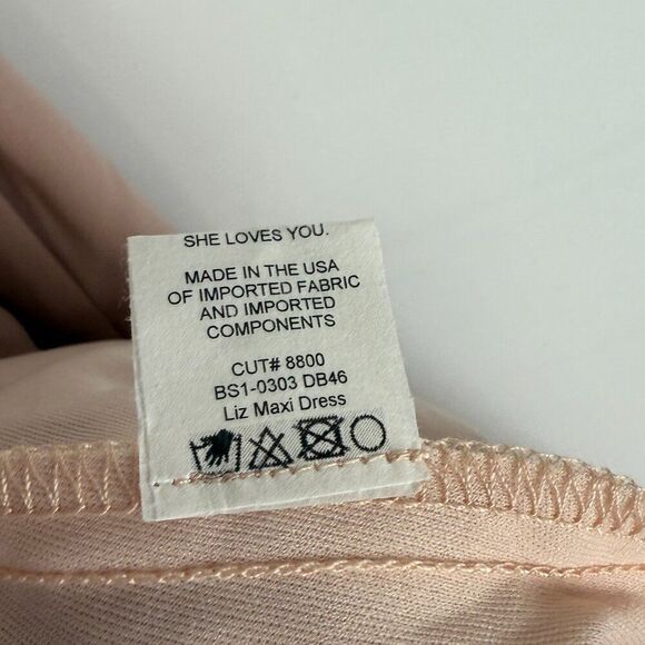 Show Me Your MuMu Liz Maxi V Neck Mock Wrap Slit Dress Dusty Blush Crisp L - Picture 10 of 10